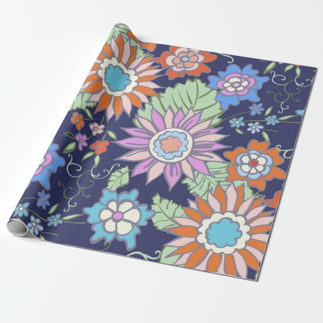 Papel De Presente Primavera de padrão de fundo uniforme floral - Ver (Desenrolado)