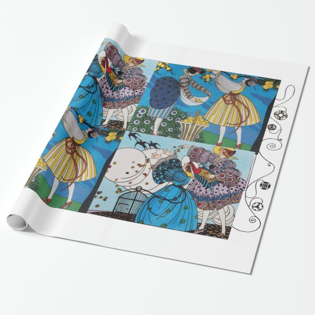 PAPEL DE PRESENTE PRIMAVERA E SUMER ART DECO BEAUTY FASHION CUSTO (Desenrolado)