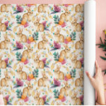 Papel De Presente Primavera Floral Bunnies Galore<br><div class="desc">Pedaços bronzeados sentados ao lado dos florais cor de água rosa,  amarelo,  verde e ouro em um fundo branco cremoso. Bonito para a família e crianças,  e perfeito para presentes de Páscoa,  aniversários,  festas de jardim,  graduações ou chás de panela. Há um conjunto de tableware correspondente para festas especiais.</div>
