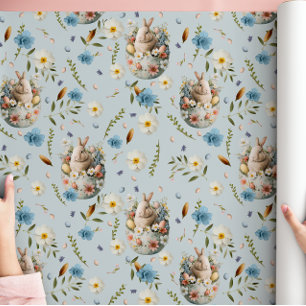 Papel De Presente Primavera Floral Celebração de Coelhinhos de Pásco