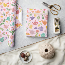 Papel De Presente Primavera Floral de Páscoa de Festa de Chá