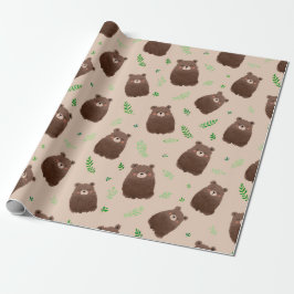 Papel de Presente Primavera Floresta Urso