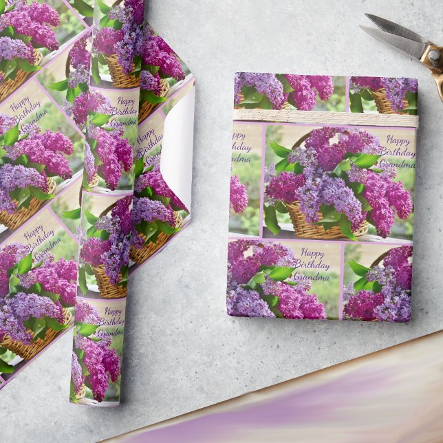 Papel De Presente Primavera Lilacs Adicionar Lavanda de nome de aniv (Criador carregado)
