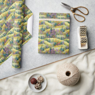 Papel De Presente Primavera Meadow Wildflower Watercolor