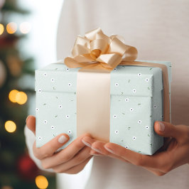 Papel De Presente Primavera oral Daffodil azul e branco