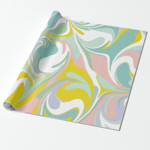 Papel De Presente Primavera Pastel Swirls   Abstrato Marbling Design