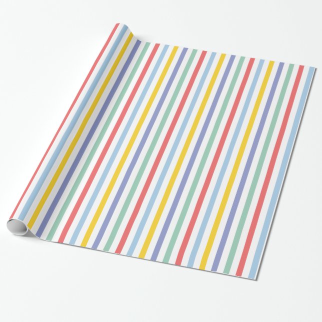 Papel De Presente Primavera Rainbow Stripes Pattert Wrap (Desenrolado)