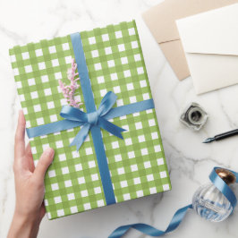 Papel De Presente Primavera verde-gingham