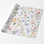 Papel De Presente Primavera Wildflower Meadow Flower Garden Greenery<br><div class="desc">Um belo papel de embrulho inspirado no véu,  com flores silvestres de cor aquática alegres,  em vários tons de pincel,  rosa,  lavanda,  amarelo,  azul e verde.</div>