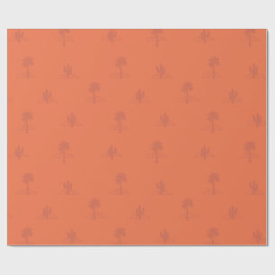 Papel De Presente Primaveras Retro Palm Cactus em Cores Terrestres