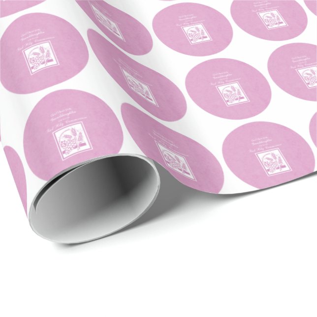 Papel De Presente Primeira Comunhão da Netas, Rosa (Ponta do rolo)