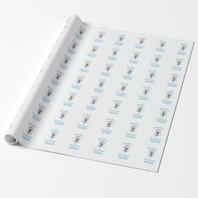 Papel De Presente Primeira Comunhão do Neto, Xícara Azul (Desenrolado)