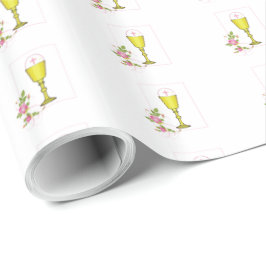 Papel De Presente Primeira Comunhão Personalizada Nome da Menina Ros