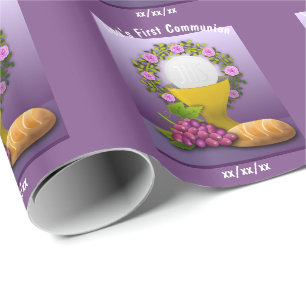 Papel De Presente Primeira Comunhão Personalizada, Santo Eucarista P