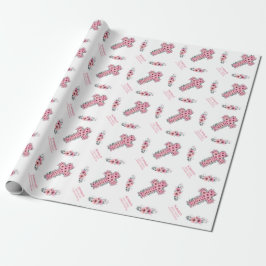 Papel De Presente Primeira Sagrada Menina Chic Rosa Cruz Flor Rosa