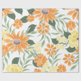 Papel De Presente Primeira Viagem em Torno do Sol Boho Floral Embrul