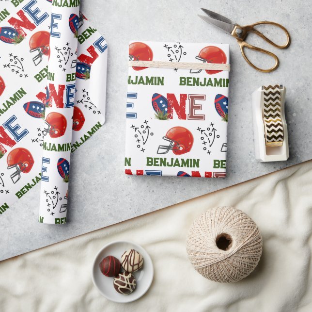 Papel De Presente Primeiro aniversario Americano de Futebol (Artesanato)