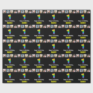 Papel De Presente primeiro aniversario: Arco-Íris "1"; Fotografias e