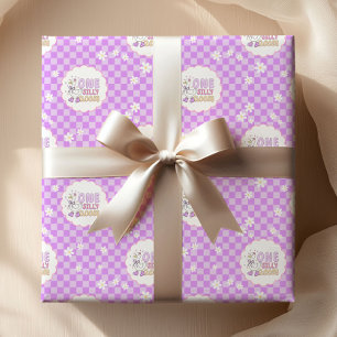 Papel De Presente Primeiro Aniversário da Menina Gansa Boba Um Roxo