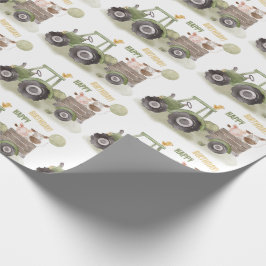 Papel De Presente Primeiro aniversario de Fazenda do trator de aquar