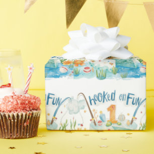 Papel De Presente Primeiro aniversario de pesca com Bolo