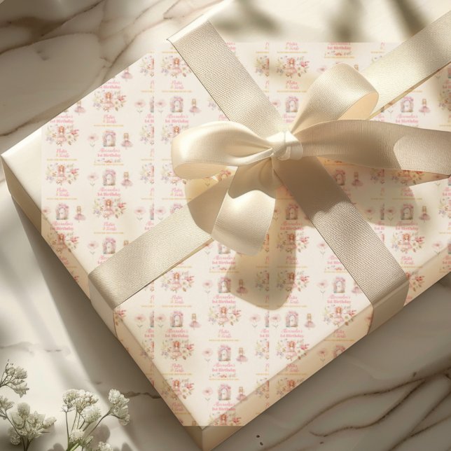 Papel De Presente Primeiro aniversario de Pixie de Jardim Floral de  (Criador carregado)