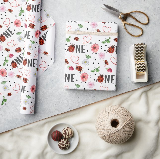 Papel De Presente Primeiro aniversario de presentes para Lady Bugs b (Artesanato)