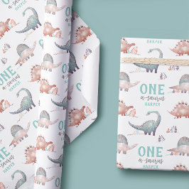 Papel De Presente Primeiro aniversario Dinossauro One-A-Saurus