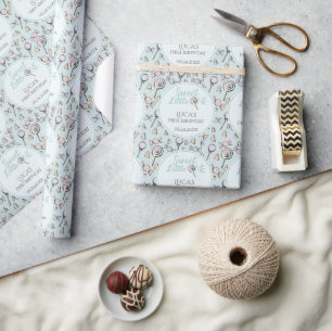 Papel De Presente Primeiro aniversario do Tema Azul-Candy