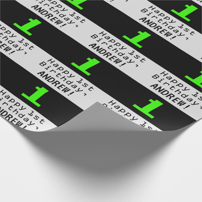 Papel De Presente primeiro aniversario - Estilo Nerdy / Geeky "1" e  (Ponta)