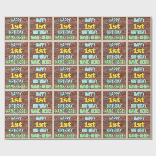 Papel De Presente Primeiro aniversario inspirado no Grafite de pared (Aberto)