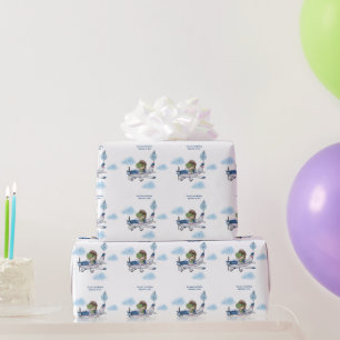 Papel De Presente Primeiro aniversario para crianças de Viagem azul