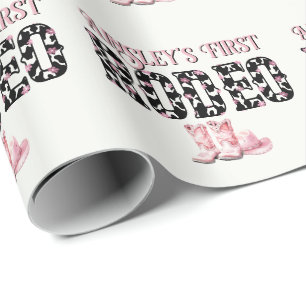 Papel De Presente Primeiro aniversario Personalizado Cor-de-Rosa Cor