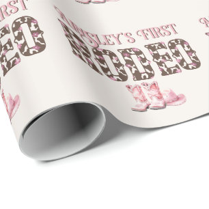 Papel De Presente Primeiro aniversario Personalizado Cor-de-Rosa Cor
