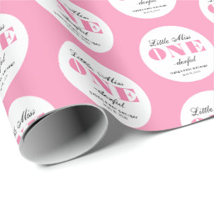 Papel De Presente Primeiro Aniversário Rosa