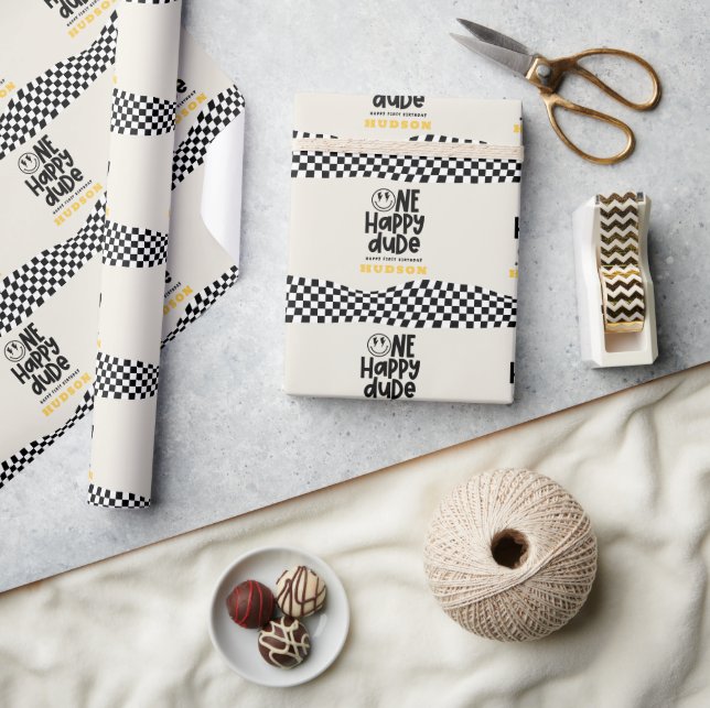 Papel De Presente primeiro aniversario sorriso rosto retrógrado bran (Artesanato)