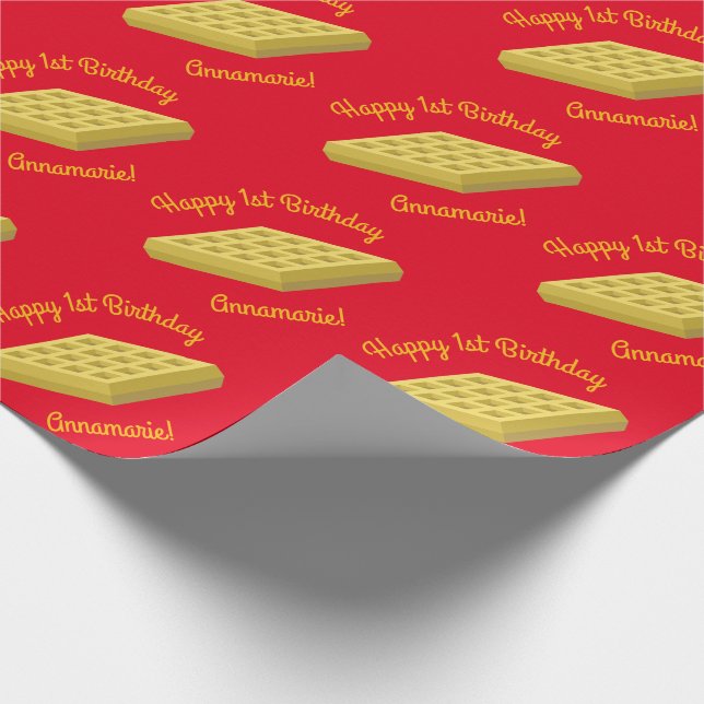 Papel De Presente Primeiro aniversario Waffle Cute Breakfast Brunch  (Ponta)