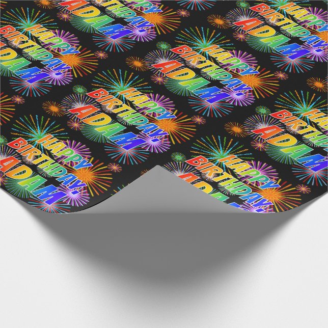 Papel De Presente Primeiro nome "ADAM", "FELIZ ANIVERSÁRIO" (Ponta)