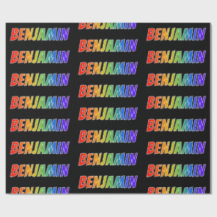 Papel De Presente Primeiro nome Arco-íris "BENJAMIN"; Divertido e Co