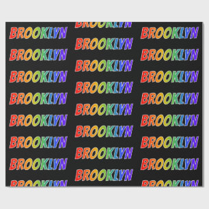 Papel De Presente Primeiro Nome Arco-íris "BROOKLYN"; Divertido & Co