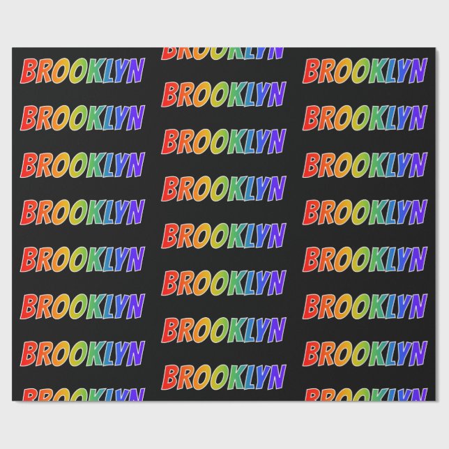 Papel De Presente Primeiro Nome Arco-íris "BROOKLYN"; Divertido & Co (Aberto)