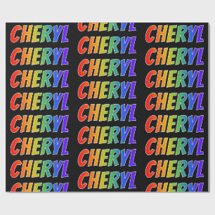 Papel De Presente Primeiro Nome Arco-íris "CHERYL"; Divertido & Colo