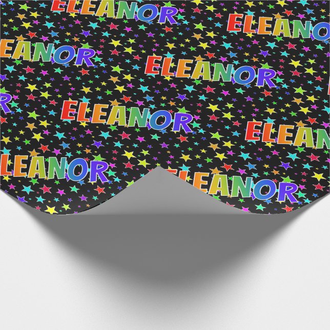 Papel De Presente Primeiro Nome Arco-íris "ELEANOR" + Estrelas (Ponta)