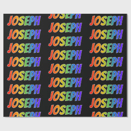 Papel De Presente Primeiro Nome Arco-íris "JOSEPH"; Divertido & Colo