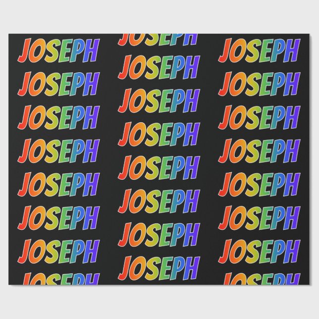 Papel De Presente Primeiro Nome Arco-íris "JOSEPH"; Divertido & Colo (Aberto)