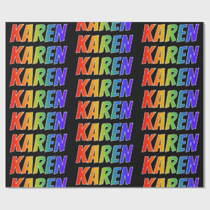 Papel De Presente Primeiro Nome Arco-íris "KAREN"; Divertido e Color