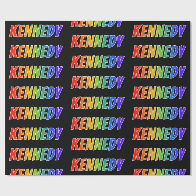 Papel De Presente Primeiro Nome Arco-íris "KENNEDY"; Divertido e Col (Aberto)