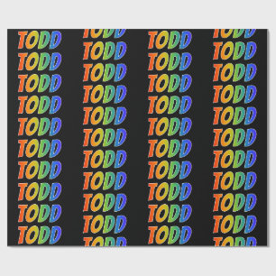 Papel De Presente Primeiro Nome Arco-íris "TODD"; Divertido & Colori