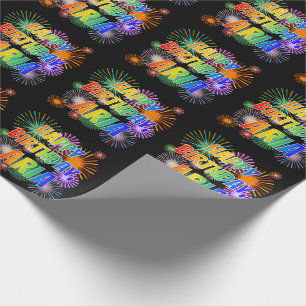 Papel De Presente Primeiro nome "ARIA", Diversão "FELIZ ANIVERSÁRIO"