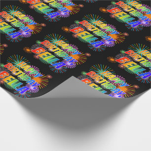 Papel De Presente Primeiro nome "BELLA", Diversão "FELIZ ANIVERSÁRIO